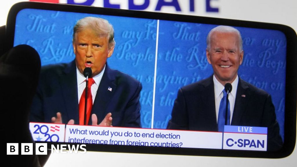 Donald Trump and Joe Biden participate in the final presidential debate at Belmont University on October 22, 2020