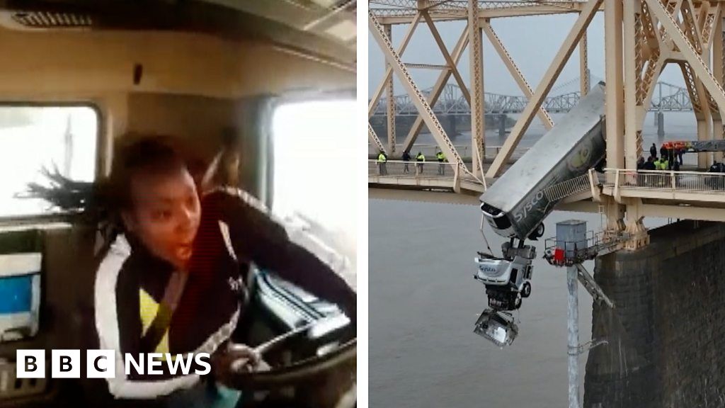 Dashcam video from truck hanging off bridge