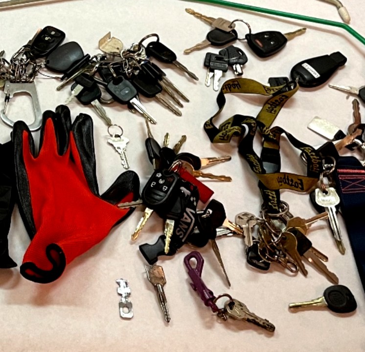 Brentwood police said a convicted auto thief had this cache of cars keys when he was pulled over. (BPD photo)