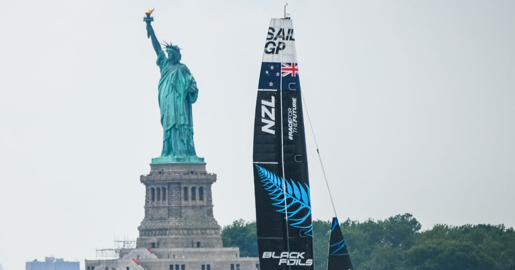 F1 of the Water? Yachts Race at the Statue of Liberty.