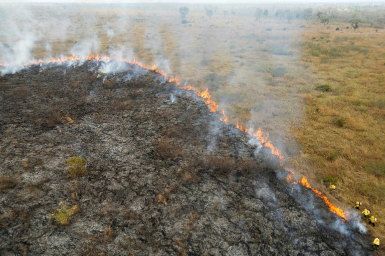 Aerial view of the fire outside Corumba, the gateway to the Pantanal (Pablo PORCIUNCULA)