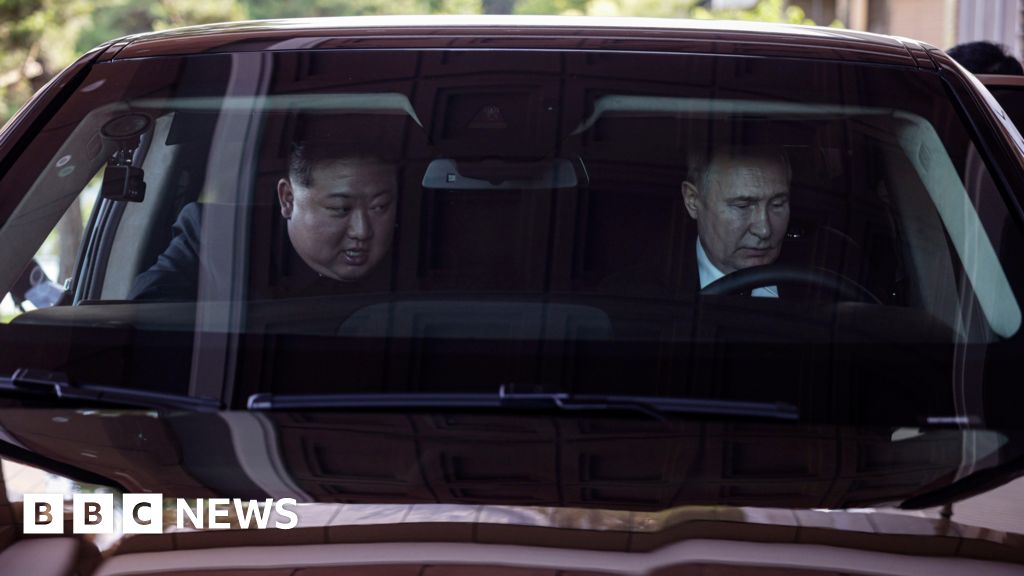 Putin and Kim exchange gifts of limousine, tea set and 'busts' in North Korea