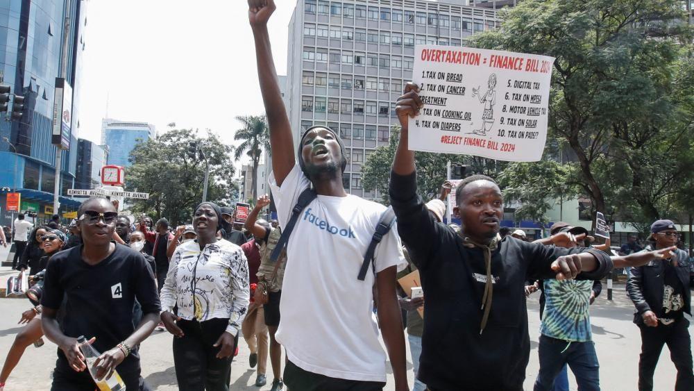 Protesters participate in a demonstration against Kenya's proposed finance bill Nairobi, Kenya - 18 June 2024