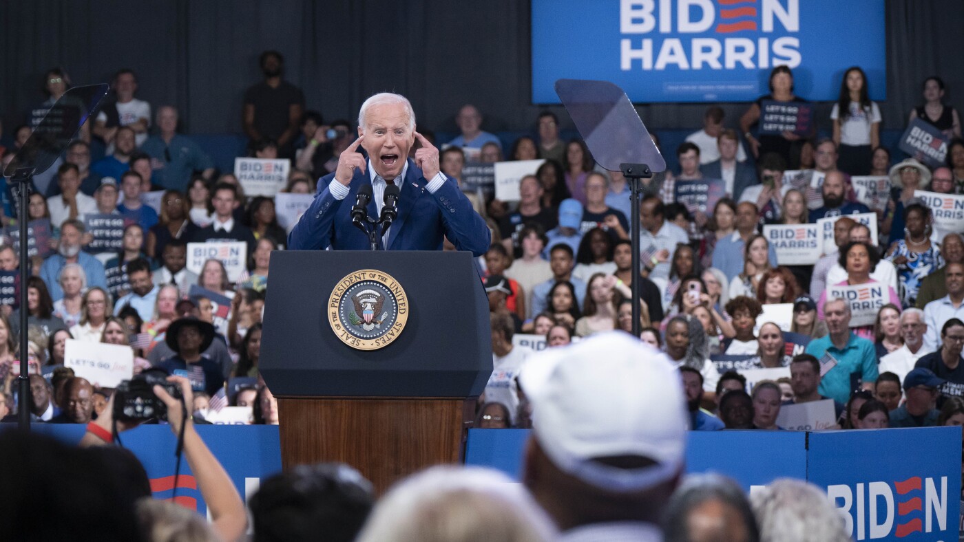 Biden says 'I can do this job' in first rally after lackluster debate : NPR