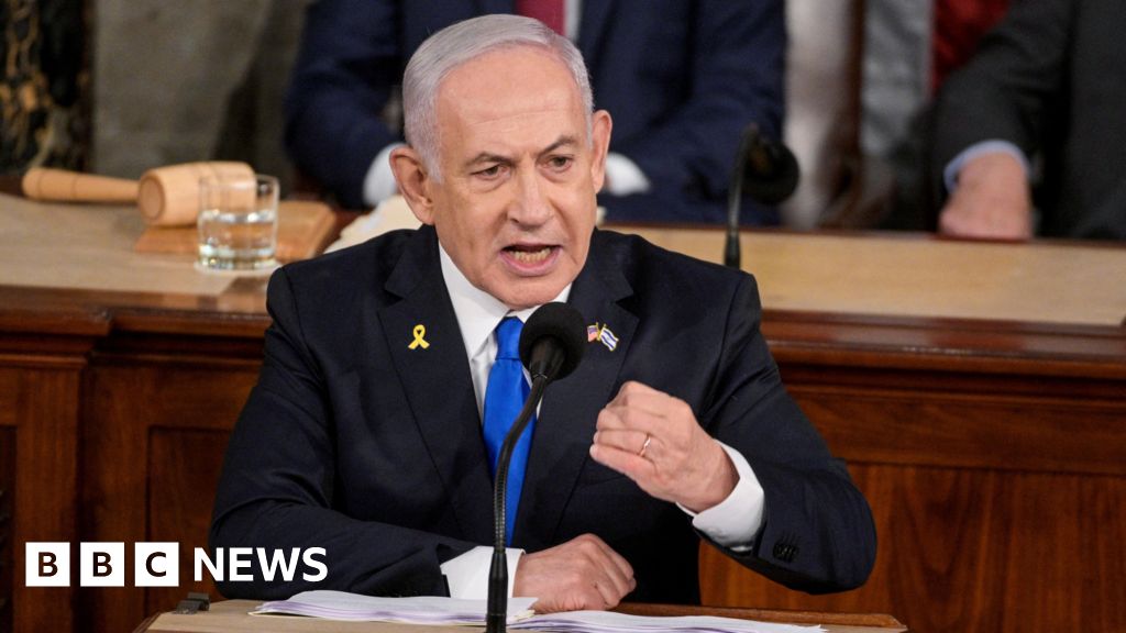 Netanyahu defends war as protesters rally outside US Congress