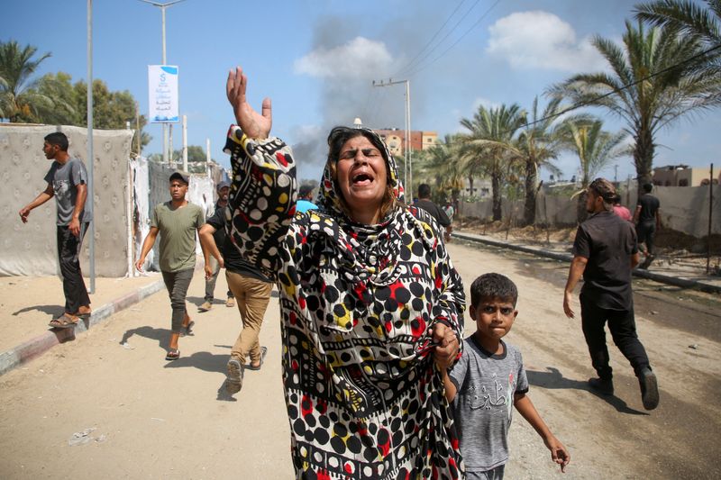 Aftermath of Israeli strikes in Khan Younis in the southern Gaza Strip