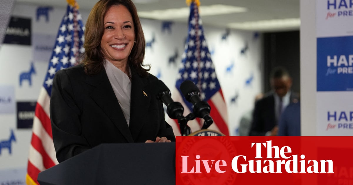 Kamala Harris says she is looking forward to accepting Democratic nomination as she secures support of enough delegates – live | US elections 2024