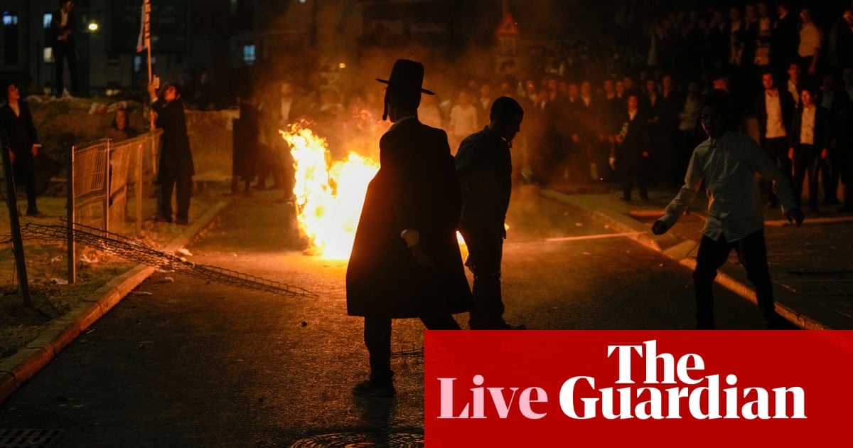 Israel-Gaza war live: thousands of Jewish ultra-orthodox men clash with police in Jerusalem over conscription law | Israel-Gaza war