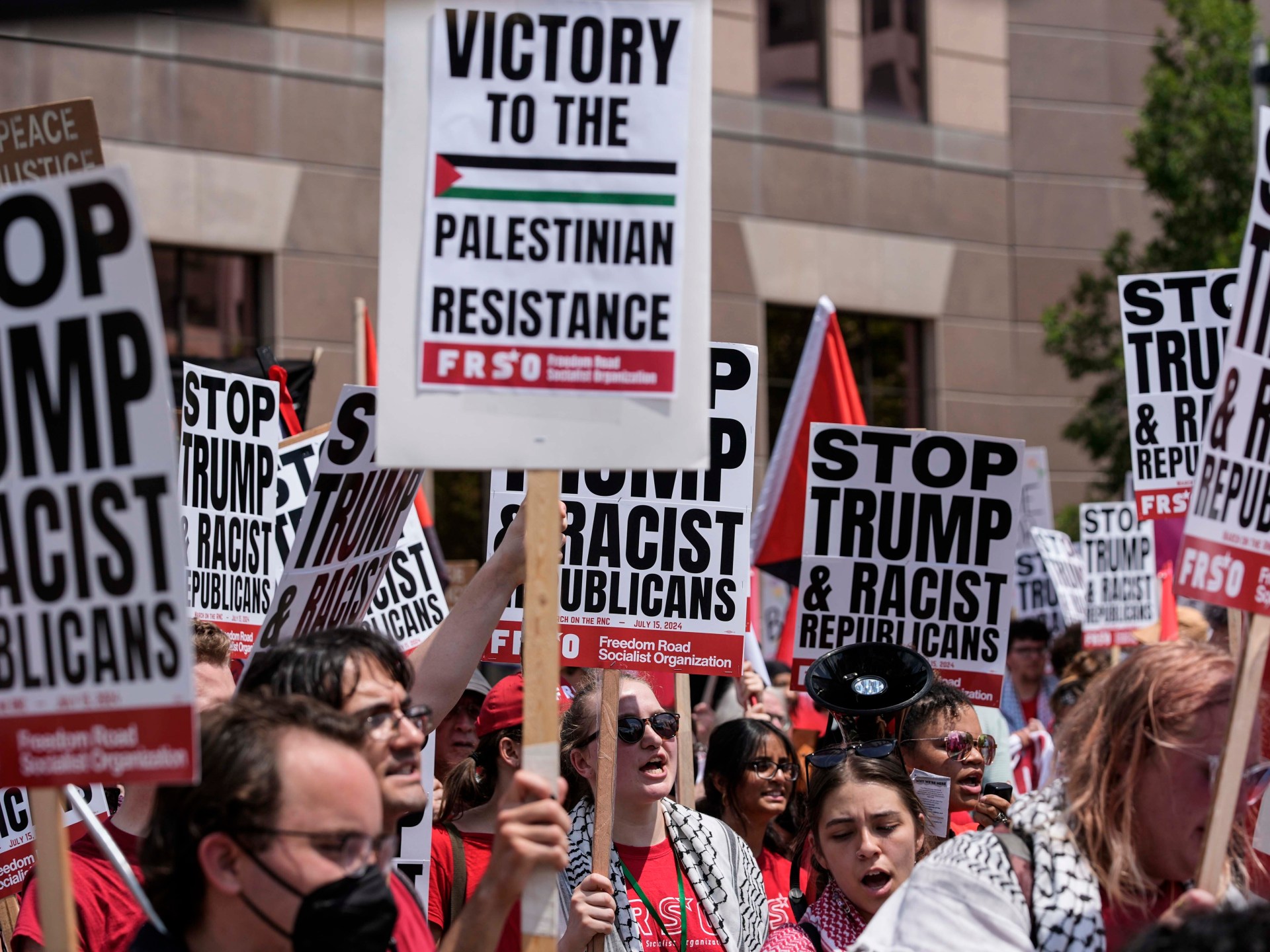 Photos: Gaza, abortion and migrant rights protests outside RNC in US | Protests News