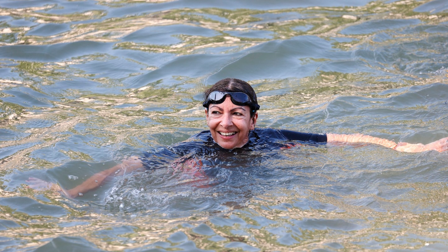 Paris Mayor Anne Hidalgo swims in the Seine ahead of the Olympic Games