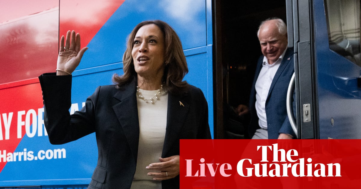 Voter enthusiasm surges after Kamala Harris enters race, poll finds; VP to give first interview since launching campaign – live | US elections 2024