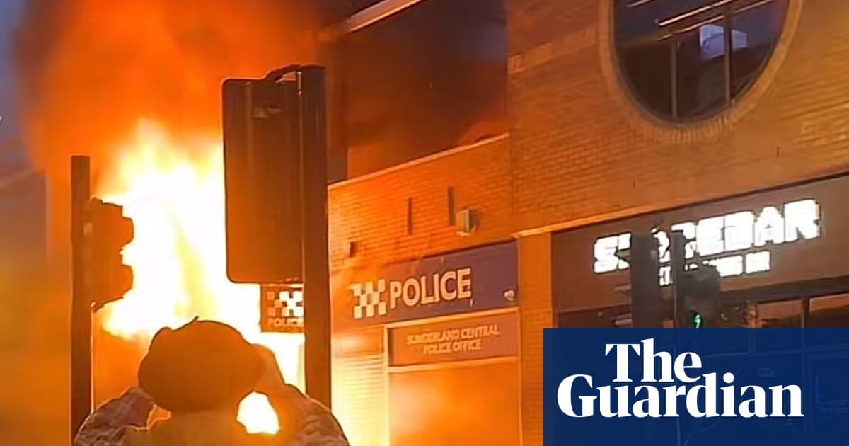 Police building reportedly set on fire in Sunderland as unrest rolls on | UK news