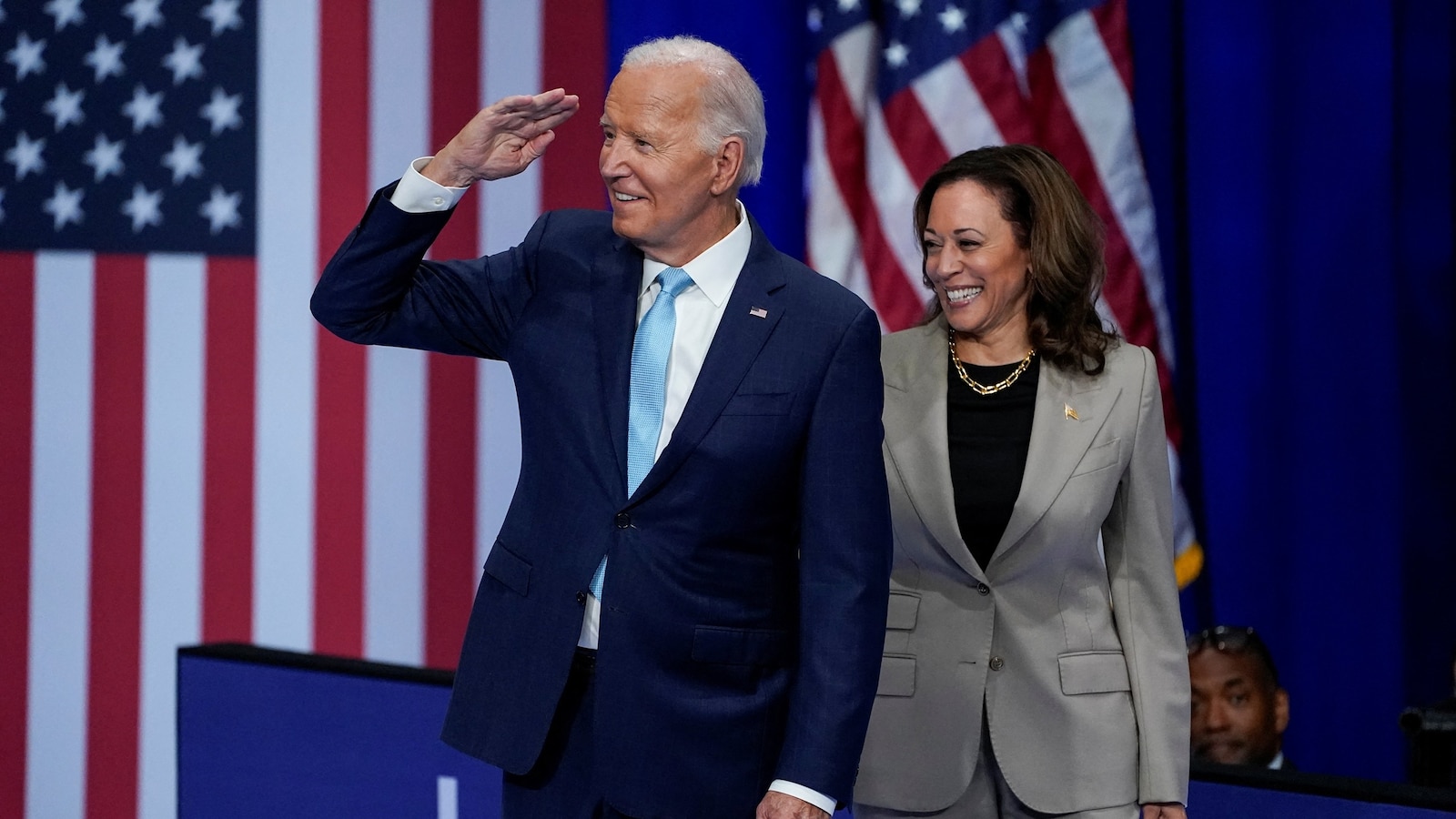 Biden, Harris greeted by chants of 'Thank you, Joe' at 1st joint event since he exited race