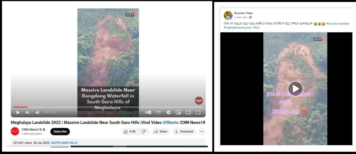 Video shows 2022 landslide in India, not recent Ethiopian disaster