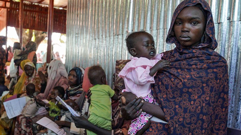 A woman and baby at the Zamzam displacement camp, Sudan - January 2024