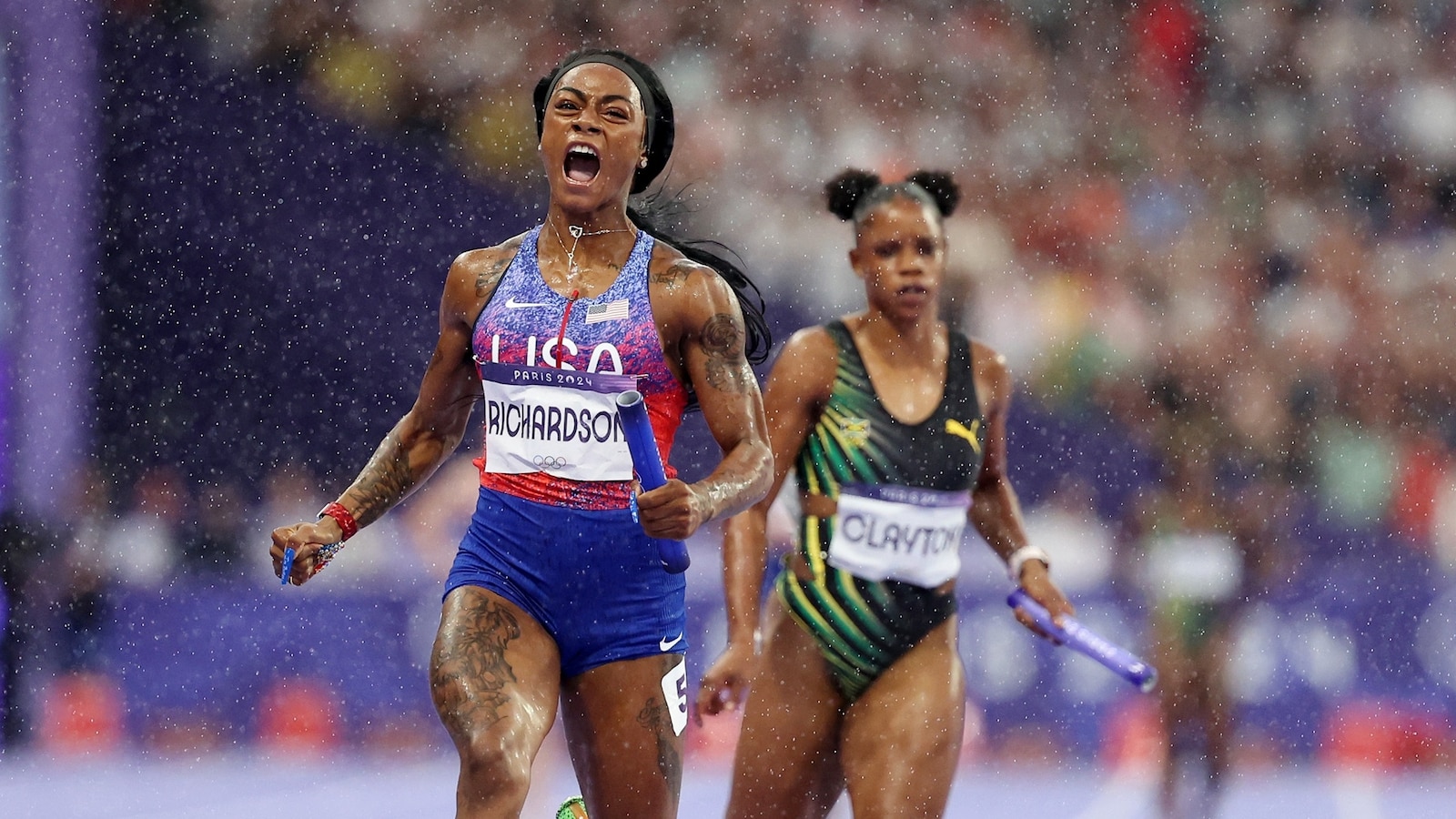 Sha’Carri Richardson rallies US in 4x100 relay to win her first Olympic gold medal