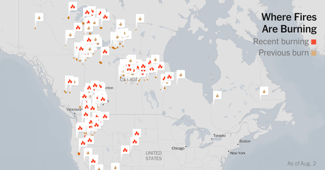 Where Wildfires and Smoke Are Spreading Now