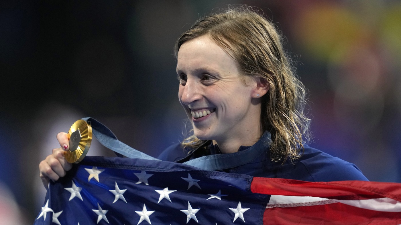 American swimmers struggle again at Paris Olympics, but Ledecky shines : NPR