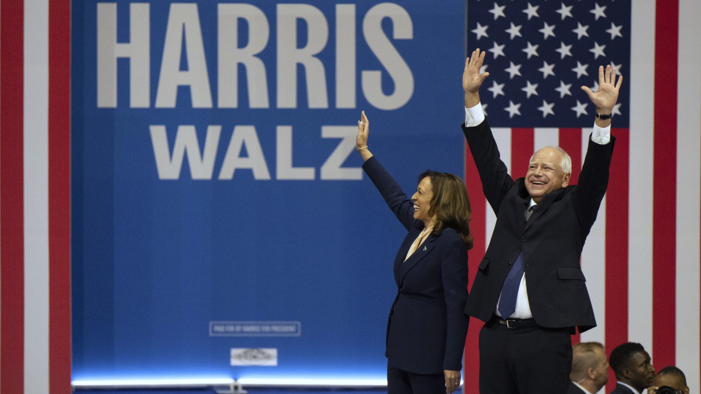 Kamala Harris introduces running mate Tim Walz in Pennsylvania : NPR