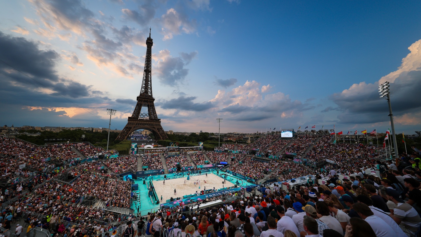 The Eiffel Tower and beach volleyball venue is a hot Olympic ticket : NPR