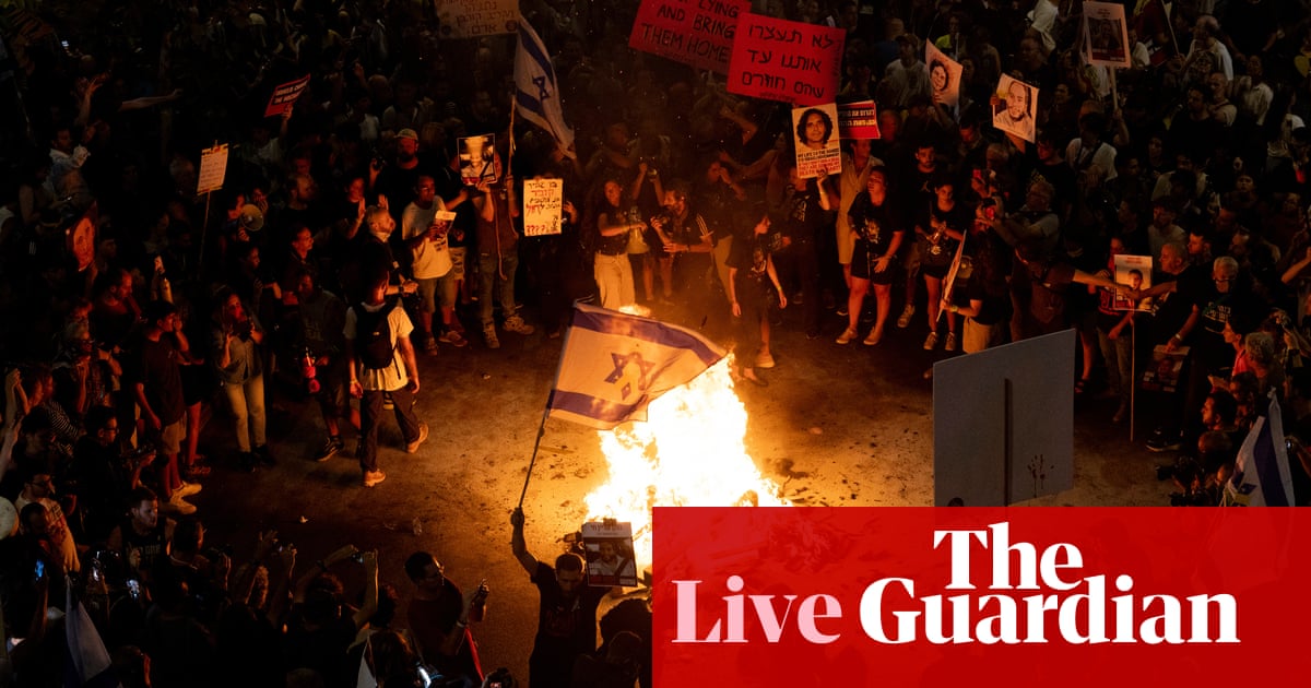 Middle East crisis live: Israelis surge to the streets in new wave of protest as heavy air raids hit Gaza | Israel-Gaza war