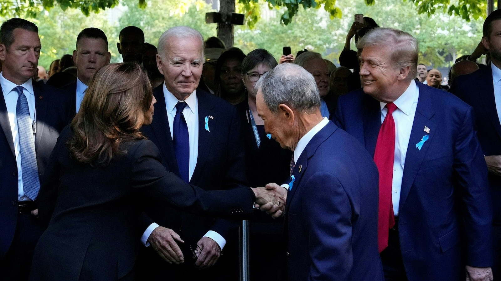 Kamala Harris, Donald Trump shake hands again at 9/11 anniversary ceremony