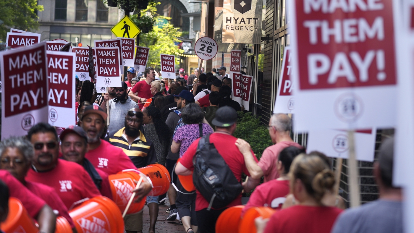 Thousands of hotel workers launch strike after talks stall with top chains : NPR