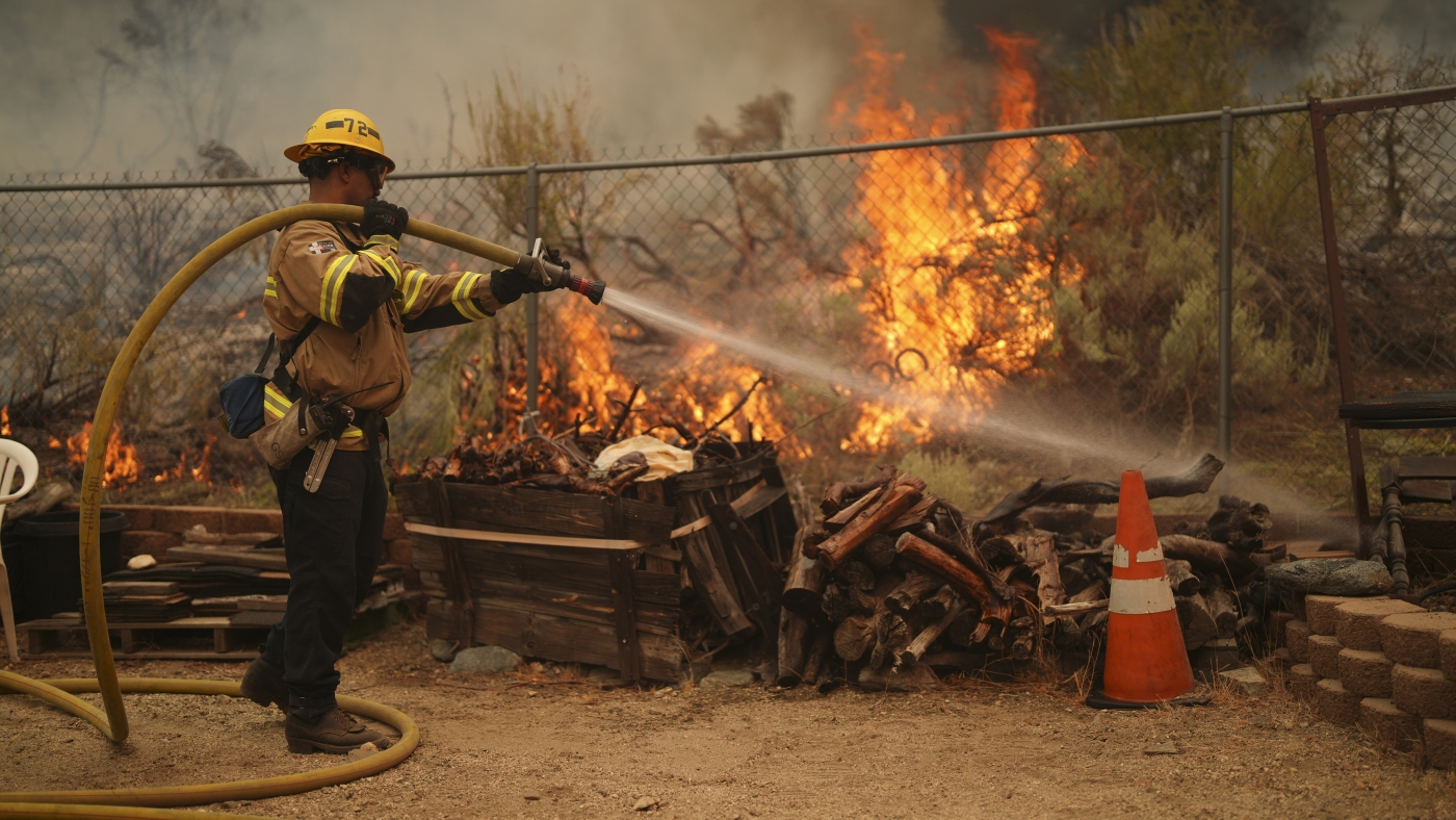 Firefighters gain ground on 3 huge Southern California blazes : NPR