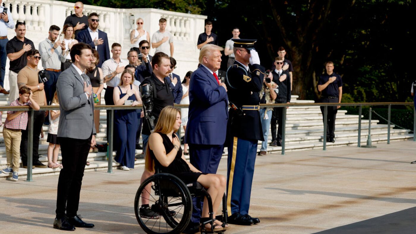 Despite evidence, Trump calls Arlington Cemetery incident a 'made up story' : NPR