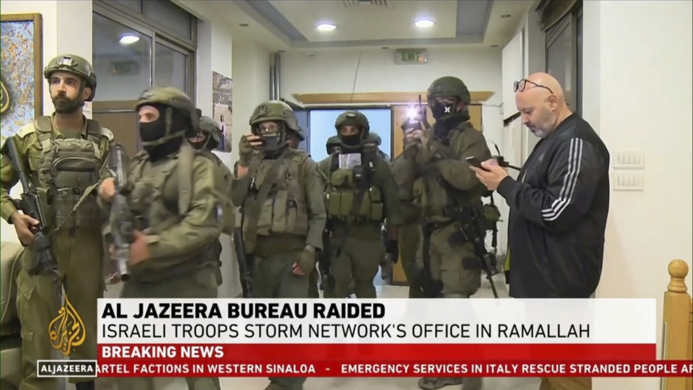 Israel raids and shuts down Al Jazeera's bureau in Ramallah in the West Bank : NPR