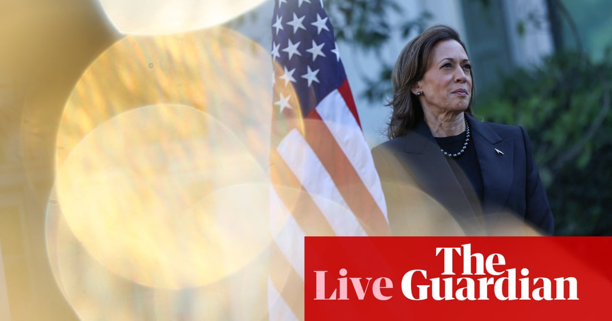 Harris takes narrow lead over Trump in new poll as swing states still tight – US politics live | US elections 2024