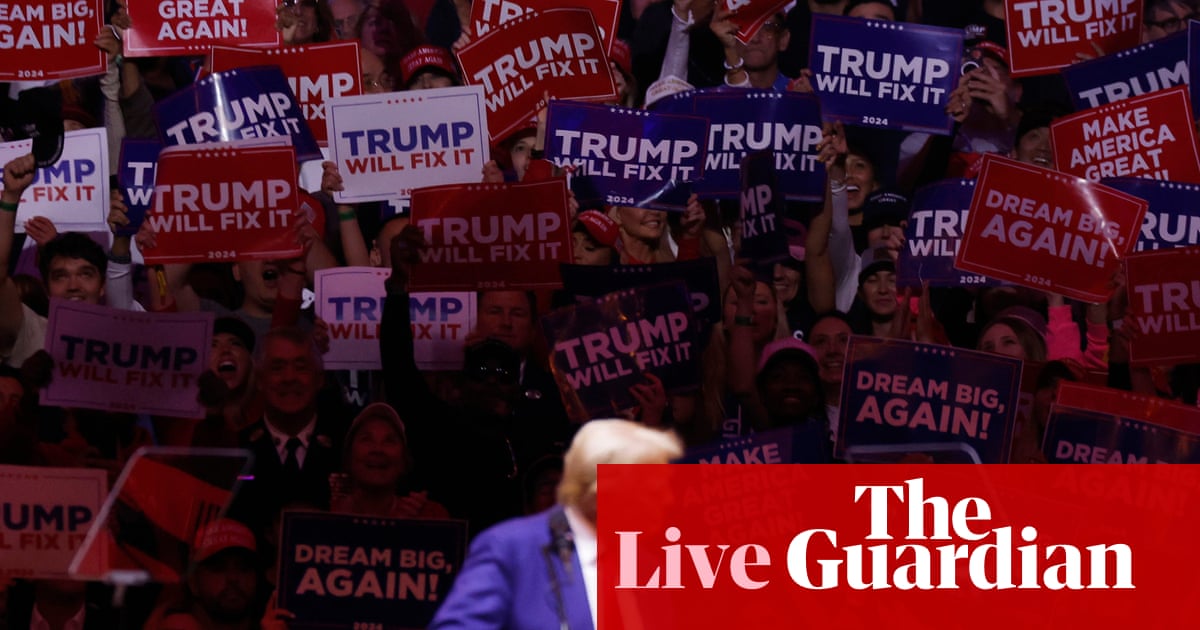 US election live: backlash grows over Tony Hinchcliffe’s racist Puerto Rican jokes at Trump rally | US news