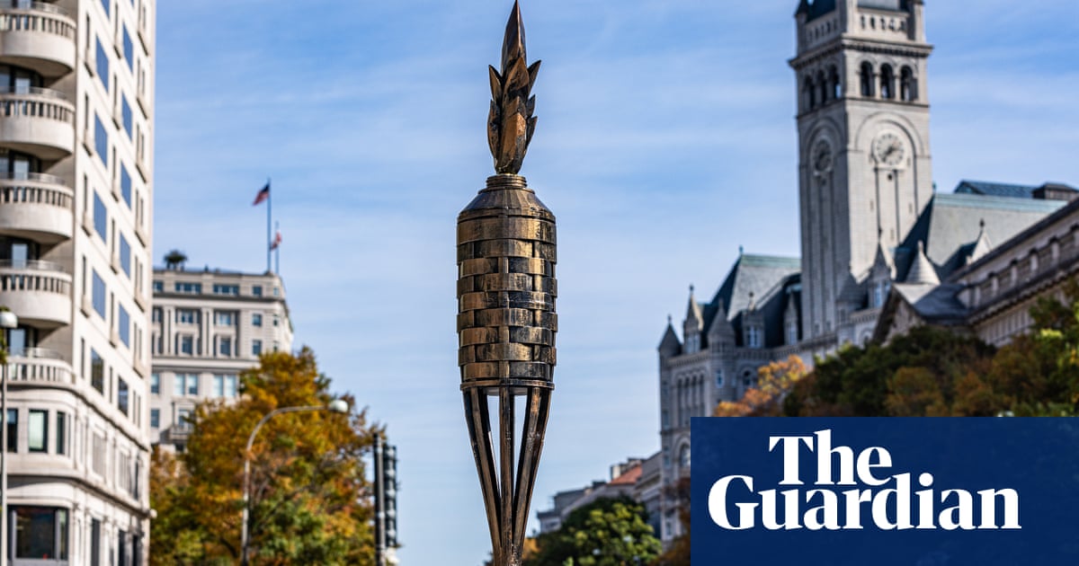 Mystery artist leaves neo-Nazi tiki torch ‘tribute’ to Trump near White House | US elections 2024