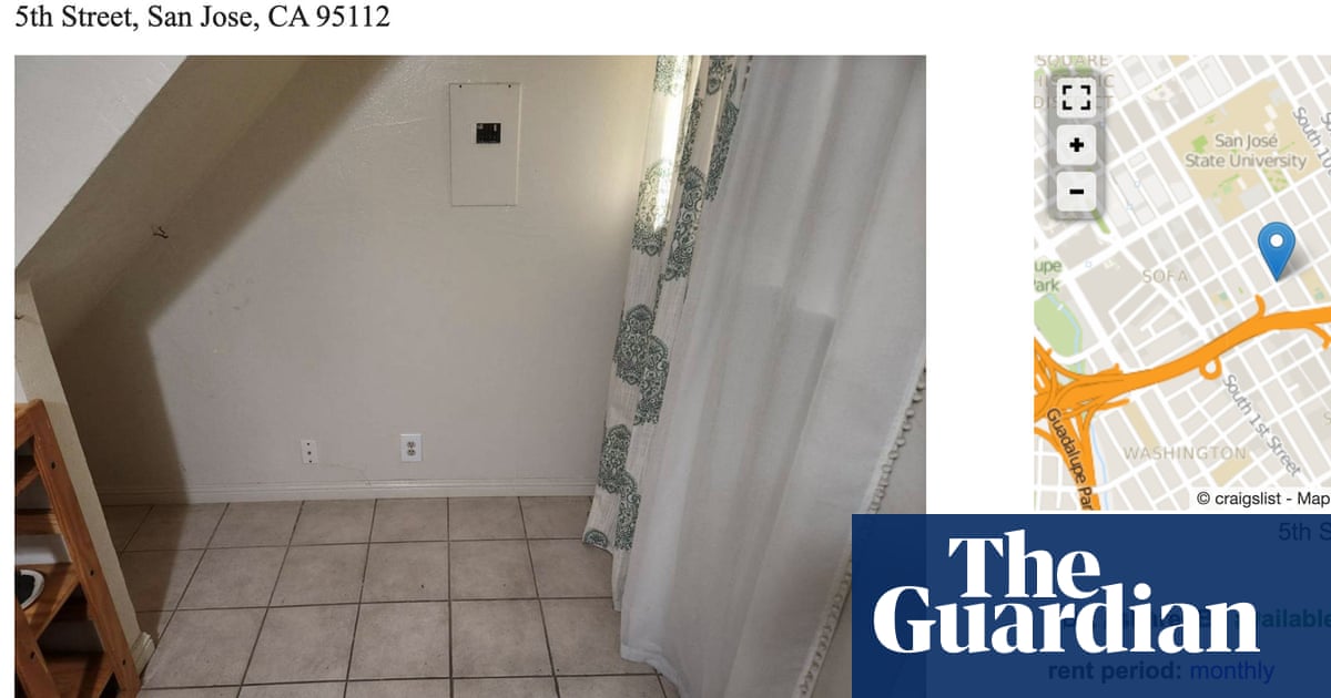 ‘Fits a cot perfectly’: tiny space for rent in Silicon Valley exposes dire rental market | California