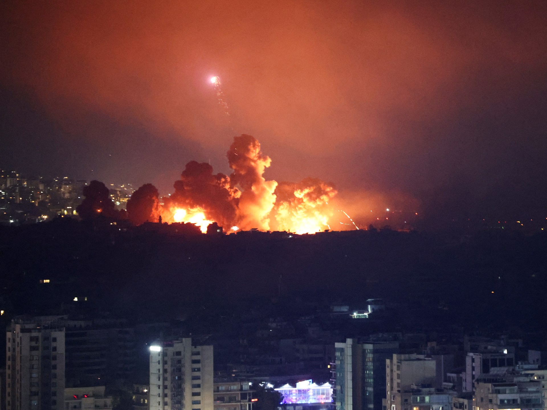 Israel rocks Beirut with huge attack and cuts off main Lebanon-Syria road | Israel attacks Lebanon News