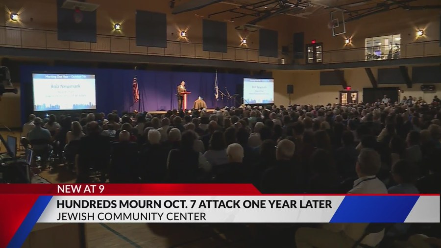 Hundreds mourn one-year anniversary of Oct. 7 attack