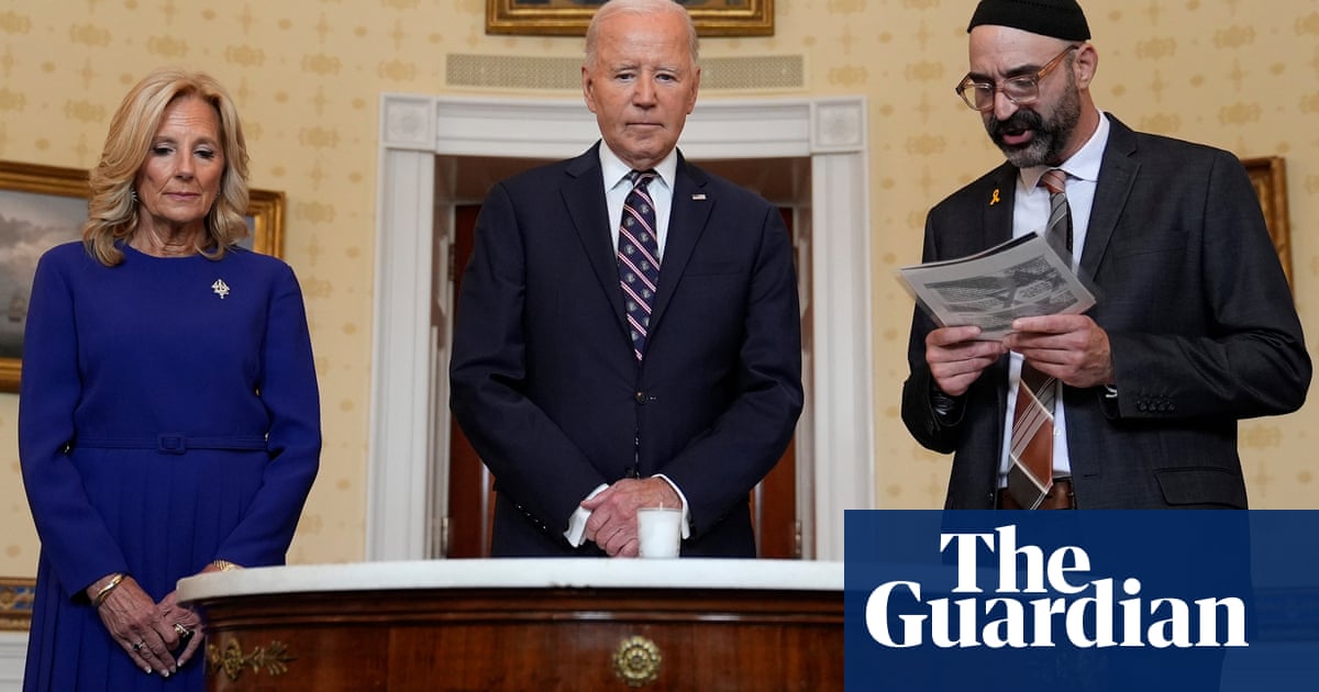 Biden marks 7 October anniversary with candle-lighting ceremony: ‘A dark day’ | Kamala Harris