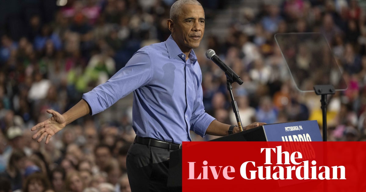 Obama takes down Trump’s lies and fake ‘strength’, urging men to vote for Harris – US politics live | US elections 2024