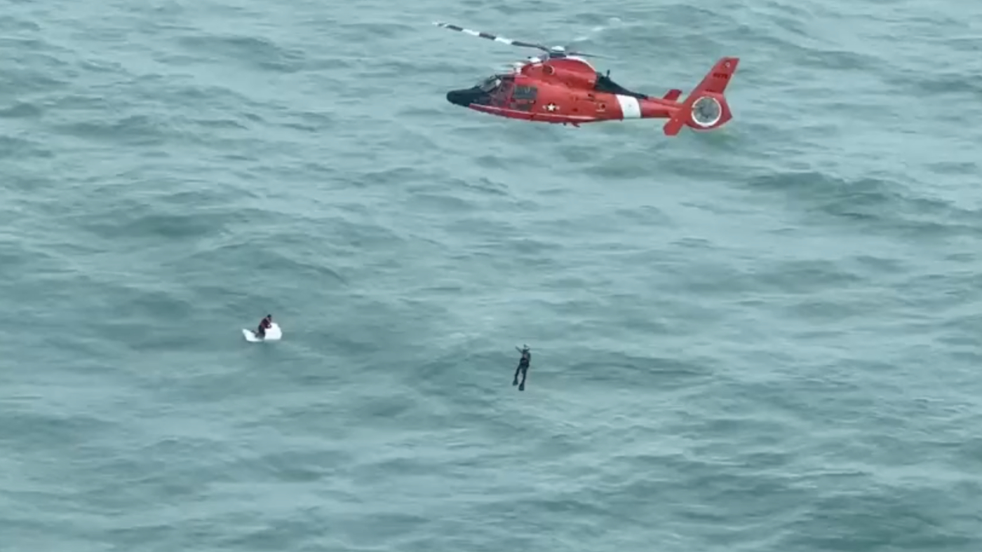 Coast Guard says rescues a man clinging to a cooler : NPR