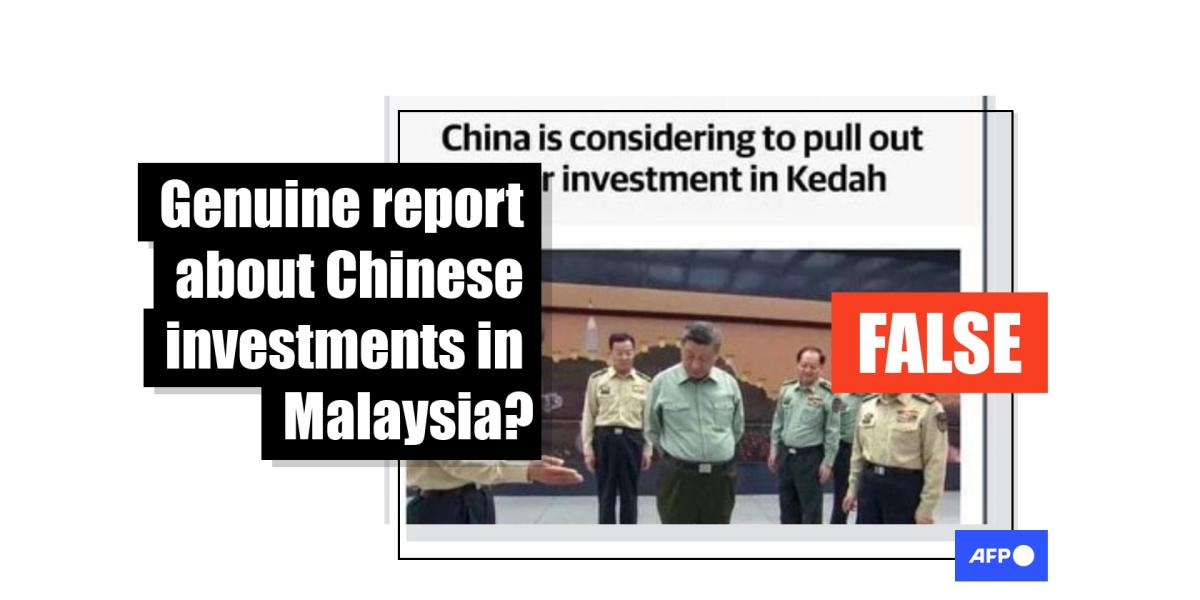 Posts share fabricated report about China pulling investment from Malaysia