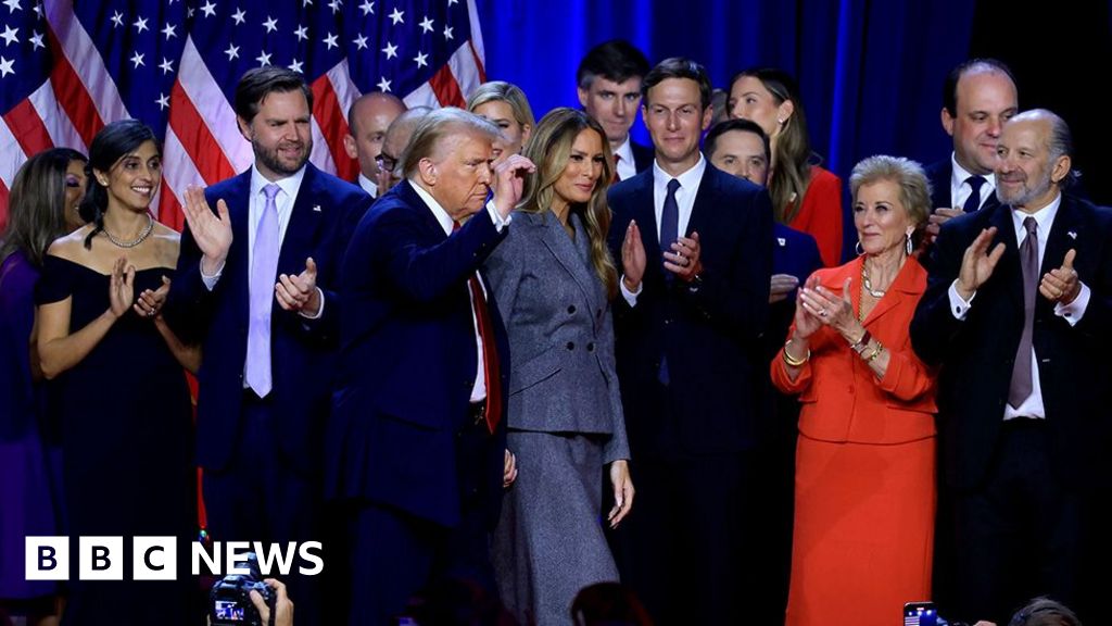 Who was in Trump's huge victory entourage?