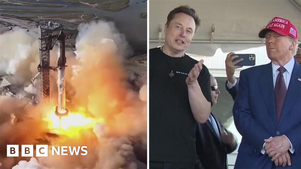 Donald Trump and Elon Musk watch SpaceX launch Starship rocket