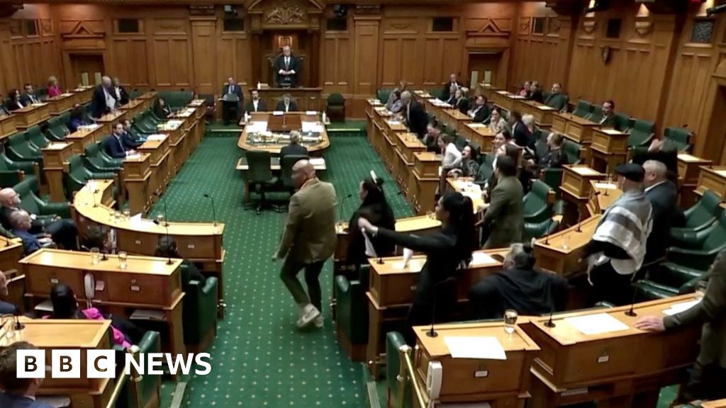 Moment MP leads haka to disrupt New Zealand parliament