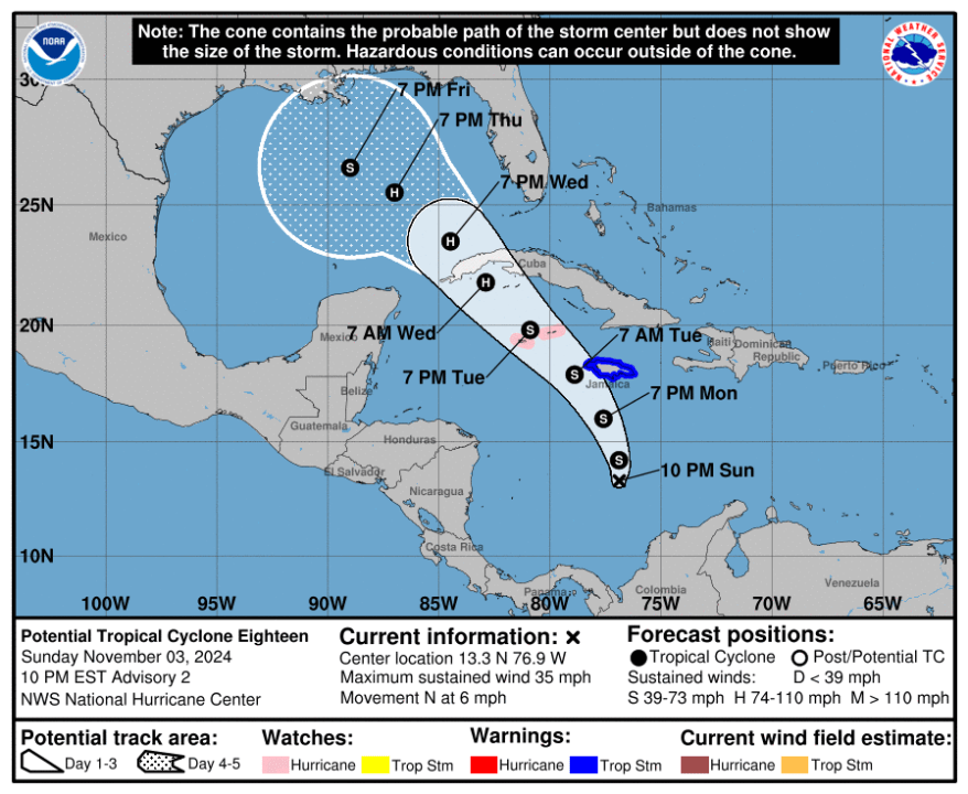 Tropical Storm Warning issued in the Caribbean