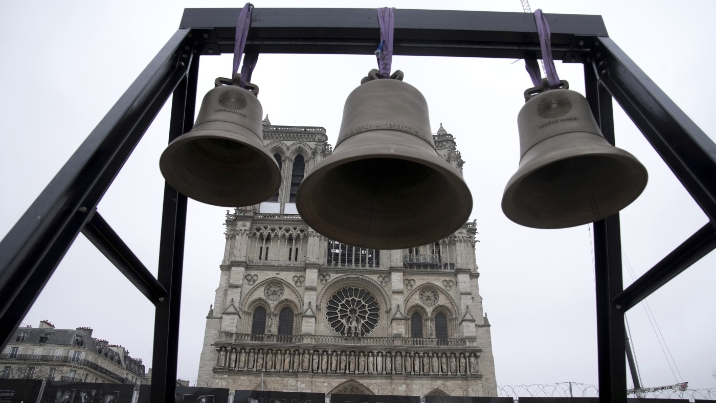 Notre Dame received three new bells as cathedral reopening nears : NPR