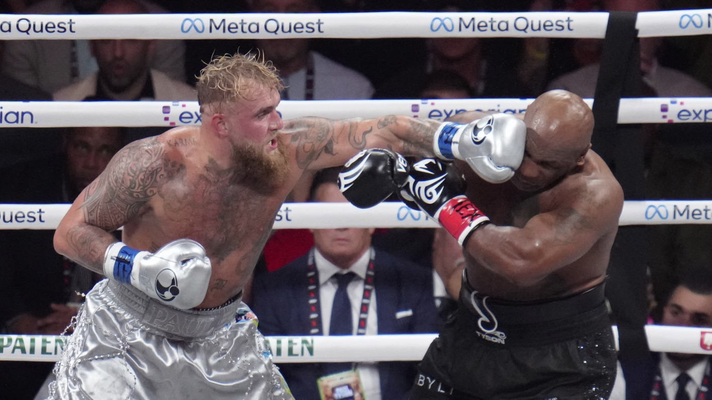 Jake Paul beats 58-year-old Mike Tyson in a much-hyped Netflix boxing match : NPR